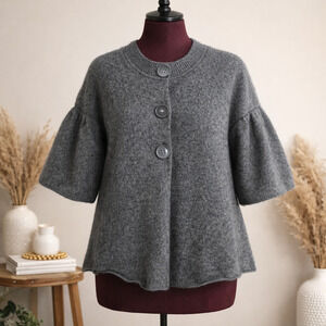 Women's Vince Gray Cashmere 3 Button Sweater Cropped Cardigan | Size Medium